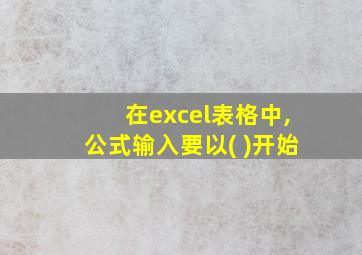 在excel表格中,公式输入要以( )开始